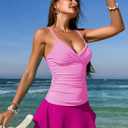 Pink Queen Women's Tummy Control Two Piece Tankini Swimsuits Push Up Swimwear Bathing Suits Pink, XL