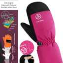 INPAKO Kids Ski Gloves Waterproof Winter Snow Gloves for Boys Girls Cold Weather Windproof Warm Mittens for Snowboard Sport Outdoor (4-6 years old, Rose Red)