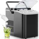 OLIXIS Countertop Ice Maker Machine with Handle, Auto-Cleaning Portable Ice Maker with Basket & Scoop, 26lbs in 24Hrs & 9 Ice Cubes in 6 Mins, 2 Ice Cube Sizes, for Home Party Camping RV, Black