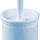 mDesign Toilet Bowl Brush and Holder - Covered Bathroom Toilet Brush - Standing Toilet Bowl Scrubber in Modern Holder - Space Saving, Deep Cleaning Brush for Toilet - Hyde Collection - Light Blue
