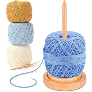 Ecoofor Yarn Holder for Crocheting and Knitting, Easy Install Wooden Yarn Spinner with Stable Base, Smooth Yarn Feeding Dispenser for Crochet & Knitting - Large