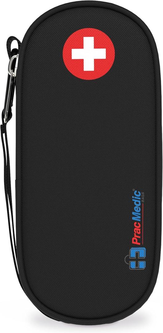 PracMedic Bags EpiPen Carry Case- Insulated Compact Epi Pens Carrying Case holds 2 Epipens or Auvi-Q, Inhaler, Medicines for Immediate Access to Allergy Medications During Emergencies (Black)