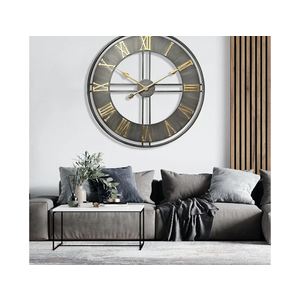 Large Wall Clock,20inch Metal Wall Clocks,Quality Quartz Movement Roman Numerals Clock for Living Room Bedroom Kitchen Decor,Silent Oversize Clock Battery Powered