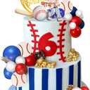 Baseball Cake Toppers Sports Cake Decorations with Red Blue White Ball for Sport Theme Birthday Supplies (Baseball)