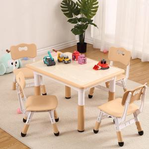 Kids Table and Chair Set, Height Adjustable Toddler Arts & Crafts Table and 4 Chair Set for Ages 2-10,Max 300lbs Kids Activity Art Table for Classroom Daycares,Home