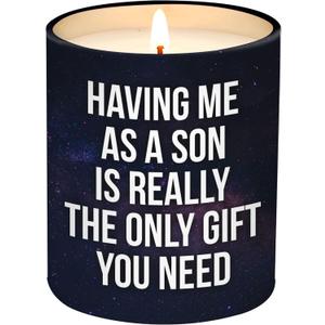 Mothers Day Gifts for Mom from Son - Birthday Gifts for Mom from Son - Moms Birthday Gift Ideas from Son - Mother Gift, Funny Mother Candle, 10 Oz Jar Lemongrass Scent Soy Wax Candle