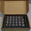 24pcs M14x1.5 Black Lug Nuts - Closed End Bulge Cone Seat Spline Wheel Locks with Socket Key - Compatible with 8-Lug Aftermarket Rims for Chevy Silverado 1500, GMC Sierra & Suburban