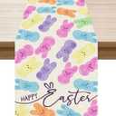 XCHI Colorful Watercolor Cute Bunny Rabbits Easter Table Runner Table Decoration for Party Home Kitchen Dining Holiday Decor 13x120 Inch