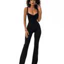 ksotutm Sexy Jumpsuits for Women Deep V Neck Lace Sleeveless Rompers Y2k Bodysuit Club Outfits with Bra Pads, S