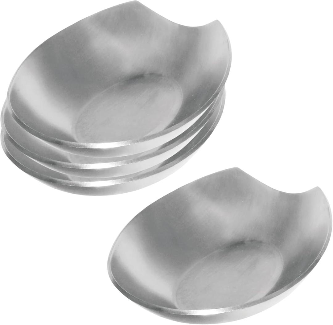 OGGI Spooner Stainless Steel Spoon Rest - Set of 4 - Holds Kitchen Utensils for Mess Free Cooking, Great Spoon Rest for Counter, Stove Top, or Coffee Station; Kitchen Accessories, Utensil Rest (5.25 inch by 3.5 inch)