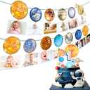 First Trip Around The Sun Birthday Decorations Party Supplies First Launch Photo Banner Party Supplies for 1st Trip Around The Sun 12 Months Milestone Backdrop Astronaut Theme Baby Shower Decor