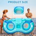 Pcs Inflatable River Tube Float, 2 Person Heavy Duty Pool Float with Built in Cooler, Ergonomic Backrest and Cup Holders for Adults, Lake Water Tubes for Floating Summer Relaxation, 90 x 49"