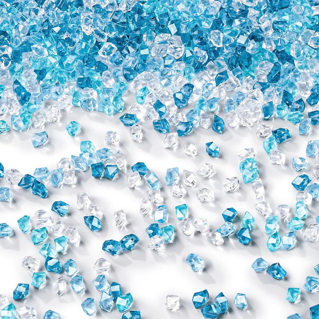 DomeStar 4200PCS Fake Ice Rocks, Mini Fake Clear and Blue Acrylic Crushed Ice Rocks for DIY Craft Wedding Vase Fillers