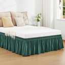 RIMELA Emerald Green Bed Skirt King Size 15 Inch Drop, Wrap Around Elastic Bedskirt, Dust Ruffle for Adjustable Bed Base Machine Washable Easy to Install Bed Skirts,Christmas Bedroom Decor