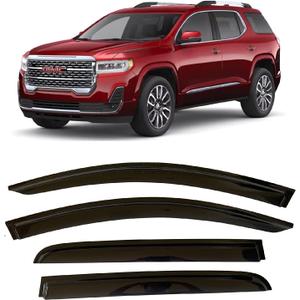 2017-2023 Tape-On Side Window Visor Deflectors for GMC Acadia SLE SLT AT4 Denali Smoke Tinted Rain Guards 2018 2019 2020 2021 2022