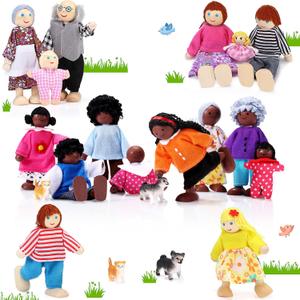 Skylety 20 Pcs Wooden Dollhouse Family Set of 16 Mini People Figures and 4 Pets, Wooden Dollhouse Dolls Cosplay Family Figures Accessories for Pretend Toy(Cute Style)