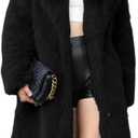 Gihuo Women' s Faux Fur Coat Lapel Collar Long Sleeve Furry Jacket Long Shaggy Jackets Open Front Warm Outerwear (Black), XL