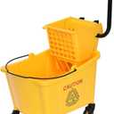 Goplus Commercial Mop Bucket Side Press Wringer Cleaning Caddy with 35 Quart Larger Capacity, Yellow (1 Count (Pack of 1))