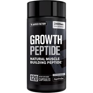 Jacked Factory Growth Peptides – Peptides for Muscle Growth with PeptiStrong®, Supports Muscle Protein Synthesis, Muscle Builder, Strength & Recovery, Peptide Muscle Building Supplement, 120 Capsules