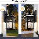 Outdoor Wall Light Exterior Waterproof Wall Sconce Light 22 Inch Height Black Porch Light with Water Ripple Glass E26 Socket
