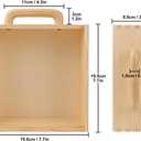 4 PCS Wood Boxes for Crafts, 7.68 x 7.68 x 3.35 Inch Wooden Box with Sliding Lid, Unfinished Wood Box with Handle for Party, DIY, Birthday