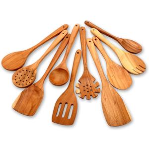10-Piece Teak Wood Cooking & Serving Utensil Set  Long-Handled Spoons & Spatulas  Heat-Resistant, Durable, Eco-Friendly Kitchen Tools 10-Piece Teak Wood Cooking & Serving Utensil Set  Long-Handled Spoons & Spatulas  Heat-Resistant, Durable, Eco-Friendly Kitchen Tools