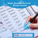 Magic Grooved Writing Practice for Kids Ages 3-8,Jumbo Reusable Grooved Handwriting Workbooks Kit(7 Books+Pens),Learn to Write Letters, Numbers, Math & Drawing,10.2"x7.3" Large Size