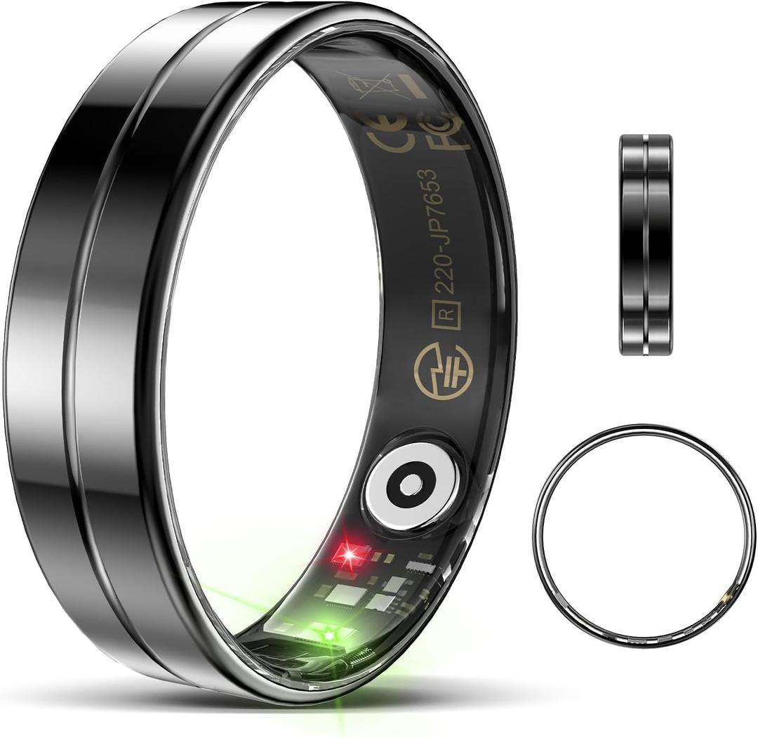 Upgrade Smart Health Ring for Women Men,Waterproof Fitness Ring, Fitness Tracker for Activity Monitoring,Sleep Tracker, No Subscription Fee, Smart Ring for iSO & Android (Black,9#)