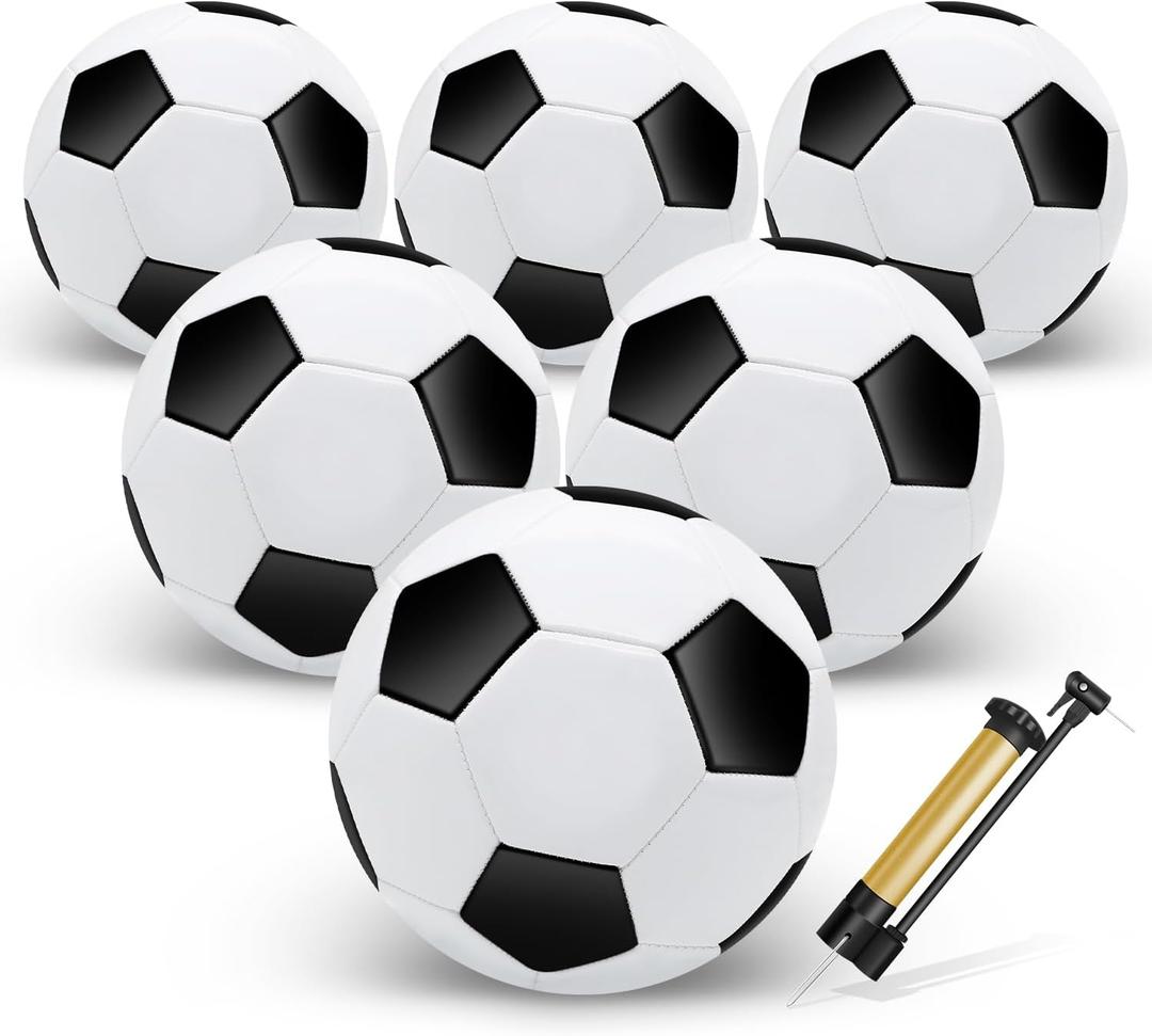 6 Pack Soccer Balls with Pump Needle, Size 3/4/5 Soccer Training Ball Practice for Kids,Youth and Adults, Soccer Ball Bulk