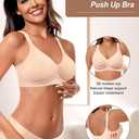 Vertvie Womens Seamless Jelly Bras No Underwire Comfort Push Up Bras Buttery Soft Wireless Bralette Full Coverage Sports Bra (Beige, S)