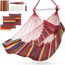 Outerman Hammock Chair, Hanging Chair with 3 Cushions and Foot Rest Support, Sturdy Metal Spreader Bar Max 440 Lbs, Swing Chair for Bedroom, Indoor & Outdoor, Patio, Porch or TreeRed