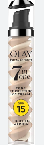Olay Total Effects Tone Correcting Face Moisturizer with Sunscreen SPF 15, Light to Medium 1.7 Ounces, Exp. Date: 06/27