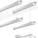 Skymoatled 4Pack 4FT LED Shop Light Garage Lights,50W 6000K 7500LM White Light,Hanging/Surface Mount,Plug and Play,Linkable T8 LED Shop Lights,Commercial Bay Lighting for Warehouse Workshop Basement