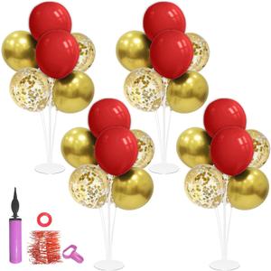 ZJDHPTY Red and Gold Party Decorations,4 Set Balloon Stand with Pump and Red Gold Balloons for 49ers Party Birthday Lunar New Year Christmas Valentine Wedding Graduation Prom Party Supplies