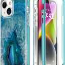 Esdot for iPhone 14 Plus Case with Built-in Screen Protector,Military Grade Rugged Cover with Fashion Designs for Women Girls,Protective Phone Case 6.7" Agate Stone