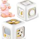 6 in 1 Busy Cube Montessori Toys for 1 Year Old Boy, Baby Sensory Toys for Ages 1-3, Toddler Learning Activities Stocking Stuffers Travel Toy Birthday Gift for 1 2 3 Year Old Boy Girl (White)