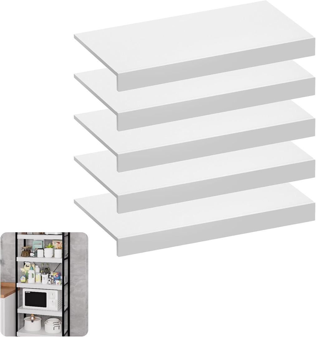 Wire Shelf Cover 24 X 12 Inch Wire Rack Cover Wood Shelf Covers for Pantry Shelving Closet Shelves Organization(White,5 Pack)