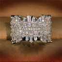 925 Sterling Silver Shiny Full Diamond Gemstone Ring 18K Gold Cocktail Ring Cubic Zirconia Promise Ring CZ Diamond Multi Row Rings Eternity Engagement Wedding Party Ring for Women Z.132 (US Code 5)