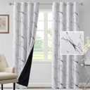 H.VERSAILTEX 100% Blackout Curtains 84 inch Length 2 Panels Set Marble Designs Printed Drapes Thermal Curtains for Bedroom with Black Liner Sound Proof Curtains, Grey 84x52