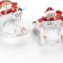 Tealight Candle Holder, Christmas Tealight Holder Moon Star Clear Votive Candle Holders Set of 2, Glass Tea Light Candles Holder for Home Decor Wedding Party Table Centerpieces