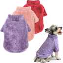 Idepet Fleece Sweater 3 Pack, Velvet Puppy Clothes Fuzzy Cat Apparel Soft Dog Outfits Thermal Clothing Fall Winter Pet Coat for Small Dogs (Medium, 3 pcs PKWDPP)