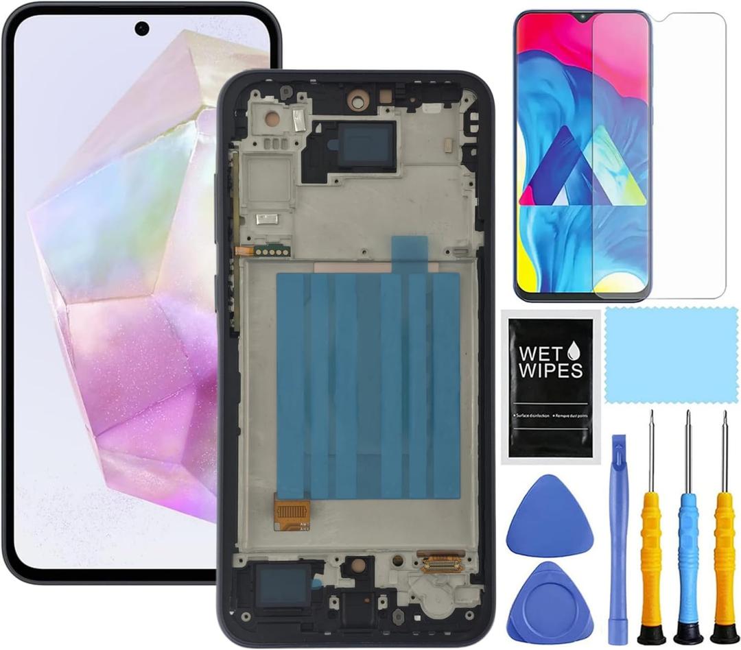for Samsung Galaxy A35 5G Screen Replacement with Frame for Samsung A35 Screen Replacement kit A356u s356vl A356a A356w A356e LCD Touch Display digitizer with Tools 6.6 inch Black