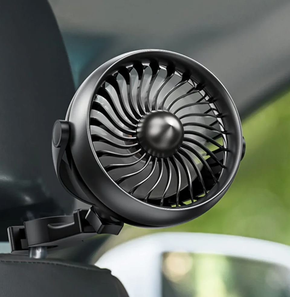 Portable Car Fan for Baby, Battery Operated Vehicle Cooling Fans, 4 Speeds, Clip on Electric Automobile Fan for Rear&Back Seat, Rechargeable USB Fan, Low Noise, Easy to Installation, 360° Rotation