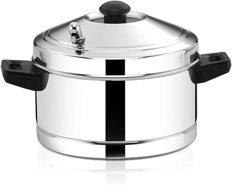 4-Rack Stainless Steel Idli Cooker with Strong Handles, Makes 16 Idlis