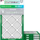 Filterbuy 16x30x1 Air Filter MERV 8 Essential Dust & Allergy Defense (4-Pack), Electrostatic Pleated HVAC AC Furnace Filters Replacement (Actual Size: 15.75 x 29.75 x 0.75)