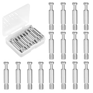16Pcs 35mm Furniture Connecting Fittings, Galvanized Iron Thread Bolts Dowels Screws, 6mm Thread Dia Metal Dowel Fittings Fasteners for Cabinet Drawer Dresser and Wardrobe Panel Connecting, Silver