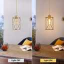 Plug in Industrial 2 Pack Farmhouse Pendant Light, Mini Cage Pendant Lighting in Gold Finish with Crystal, Adjustable Length Hanging Light Fixture for Hallway, Bedroom, Living Room, Kitchen