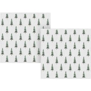 Artoid Mode Green Xmas Tree Christmas Kitchen Dish Cloths, 12x12 Inch Quick Dry Microfiber Dishcloths for Kitchen Premium Dish Rags Set of 2