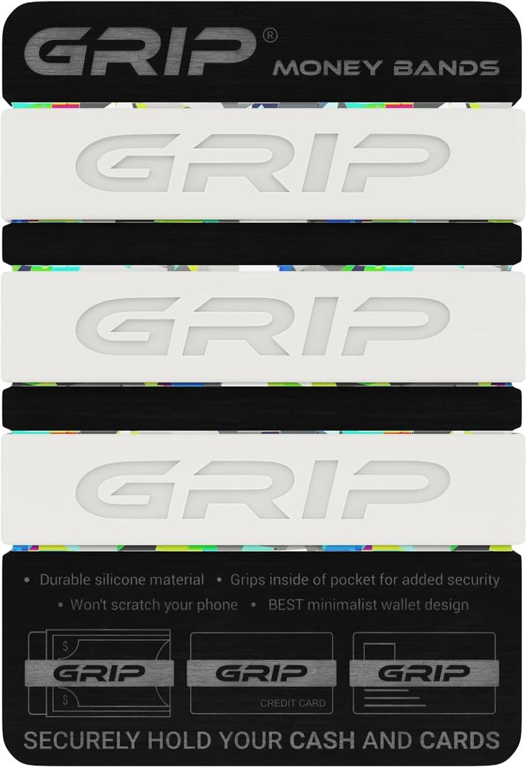 Grip Money Bands (Pack of 3) - GLOW IN THE DARK - Premium Silicone Band for Cash & Cards - Slim & Durable Design