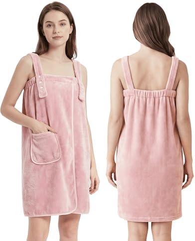 PJGGZ Towel Robe for Women with Straps - Lightweight Absorbent Cozy Bath Wraps for Women After Shower S/M